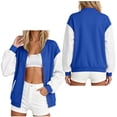 thumbnail image 2 of NominalSnug Bomber Jacket for Women Casual Button down Long Sleeve Jackets Colorblock Lightweight Outwear Coat 2026 Fashion Outfits, 2 of 8
