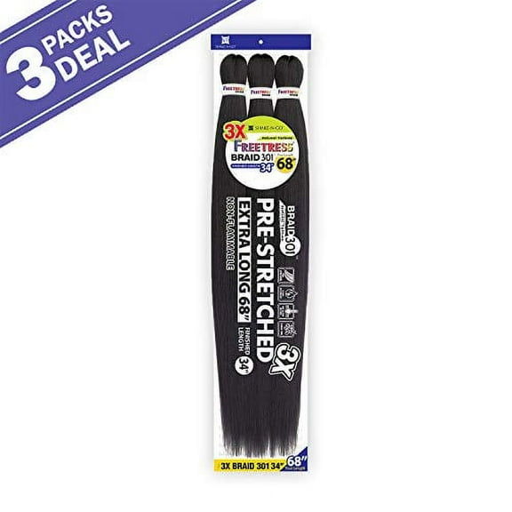 Freetress Braids Natural Texture Braids 3X Pre-Stretched Braid 301 34 inches (3-pack, T30)