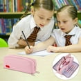 thumbnail image 4 of PEONAVET Pencil Case Large Capacity Pen Pouch with 3 CompartmentsCutr Pencil Bag with Zipper Pen Pencil Holder and Organizer for Home Office(Pink), 4 of 5