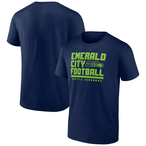 Men's Fanatics College Navy Seattle Seahawks Emerald City Football T-Shirt