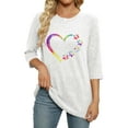 thumbnail image 3 of Sexlip Women's 3/4 Sleeve Ribbed Knit T-Shirts Crewneck Pullover Loose Blouse Heart Print Workout Casual Tee Tops White XL, 3 of 5