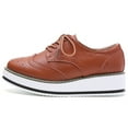 thumbnail image 2 of DADAWEN Women's Flats Platform Shoes Oxfords Casual Shoes Brown 9.5 US, 2 of 6