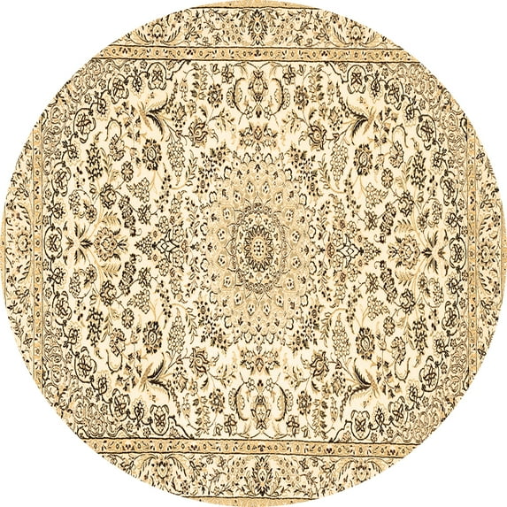Ahgly Company Indoor Round Medallion Brown Traditional Area Rugs, 4' Round