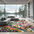 thumbnail image 2 of ODIKA 8'x10' Washable Area Rug Durable, Non-Slip Vibrant Multicolor Floral Design Bold Botanical with Retro Charm for Living Room, Under Sectional, Family, 2 of 7