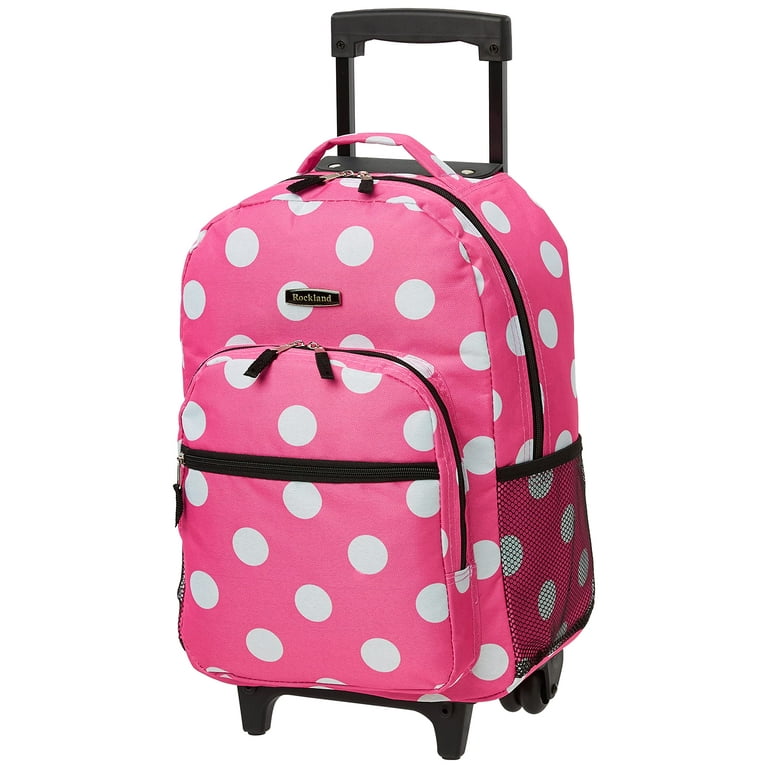 Rockland 17 Rolling Backpack Double Handled Wheel Bag School Luggage Blue Leopard Walmart