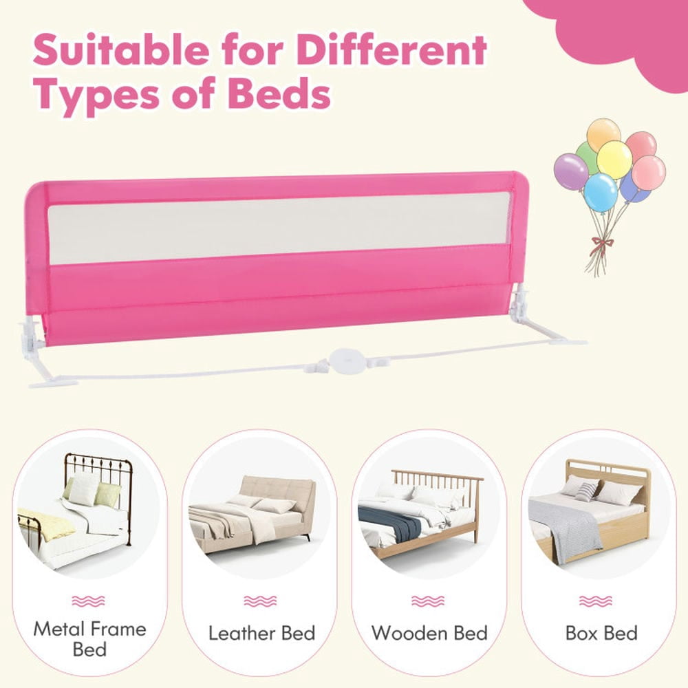 Spaco 71 Inch Extra Long Swing Down Bed Guardrail with Safety Straps, Baby Bedrail, Bed Rail forToddlers, Toddler Bed Rails, Pink