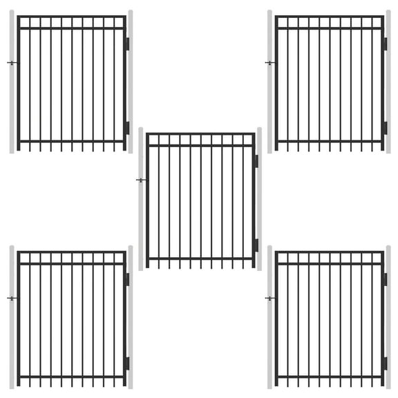 Fencer Wire Pack of 5 Heavy Duty Flat Top Fence Gate, 5FT Height x 4FT Width Outdoor Fence Gate, Anti-Rust Steel Gate for Fencing Barrier, Decorative Garden Gate for Residential, Yard, Pool, Patio