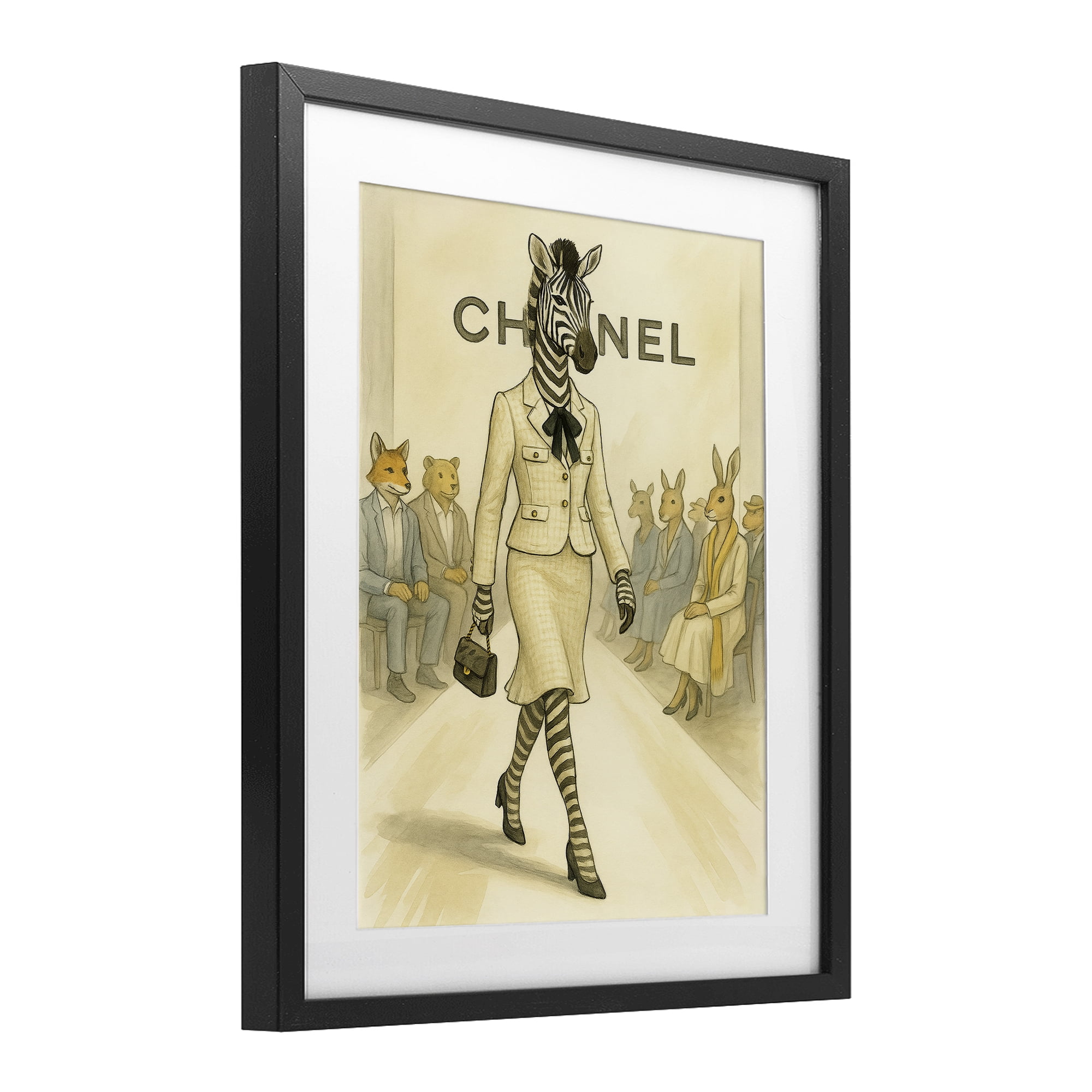 Stupell Industries Fashion Runway Zebra Black Framed Print Under Glass, design by Grotto Studios
