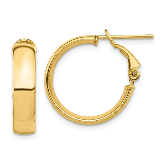 Primal Gold 14 Karat Yellow Gold 5mm Omega Back Hoop Earrings