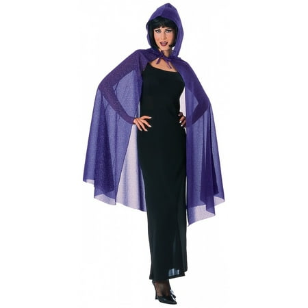 Hooded Glitter Cape Adult Costume Accessory Purple