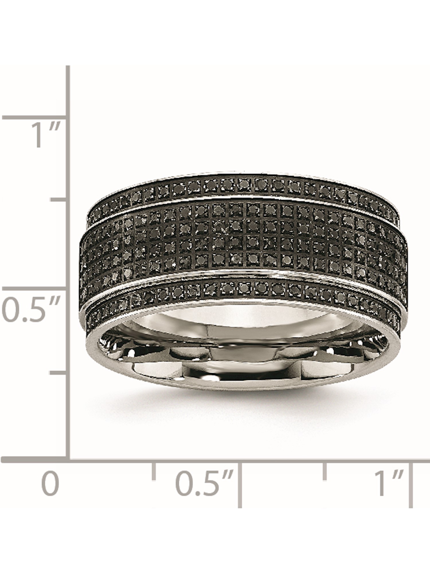 Titanium Grooved Ridged Edge 10mm Brushed And Polished Band Best Quality Free Gift Box