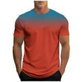 thumbnail image 1 of FRSASU Chemises d'Été pour Hommes Décontractées à Manches Courtes Col Ras du Cou Hauts Stylés Couleur Dégradée Confort Athlétique T-Shirt de Base Rouge, 1 of 5