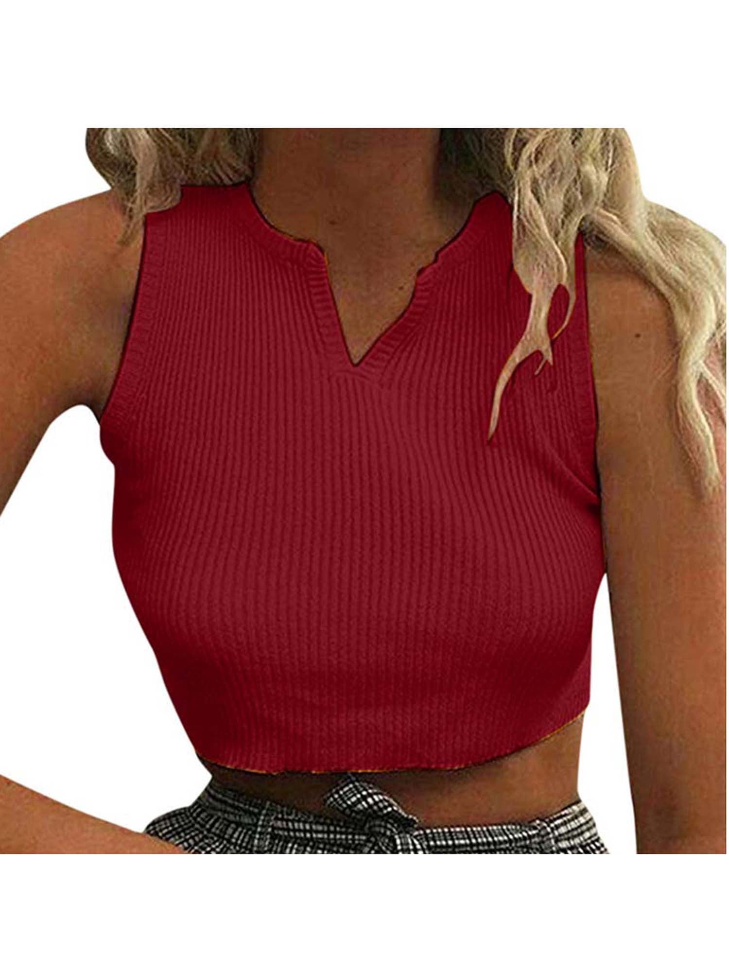 UPAIRC Women's Summer Vest Plus Size Crop Tops Short Sleeve