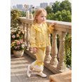 thumbnail image 5 of RUINIXCW Toddler Girl Fall Outfits Plaid Print Long Sleeve Tops and Flare Pants, 5 of 8