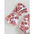 thumbnail image 5 of One opening Baby Girls Summer Jumpsuit Set Floral/ Rainbow Print Short Sleeve Romper with Bow Headband Outfits, 5 of 8