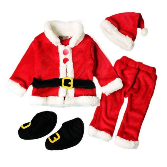4Pcs Complet Santa Claus Costume de Noël Costume Enfants pour Cosplay Fête de Noël