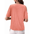 thumbnail image 3 of Blusas con Hombros Descubiertos para Mujer, Grandes, Cuello en V, Corta, Ropa de Verano, Túnicas Abotonadas, Rosa XXXL, 3 of 7