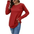 thumbnail image 3 of Langwyqu Solid Color Women Long Sleeve Loose Casual Shirt Tops, 3 of 5