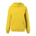thumbnail image 5 of Women's Oversized Fleece Hoodie, Drop Shoulder Long Sleeve Pullover Sweatshirt with Kangaroo Pocket, Warm Fall Winter Casual Streetwear Loungewear for Everyday Comfort Yellow L, 5 of 6