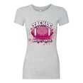 thumbnail image 2 of Wild Bobby Tougher Than Cancer Football Paint Splatters Breast Cancer Awareness Women Slim Fit Junior Tee, Heather Grey, X-Large, 2 of 6