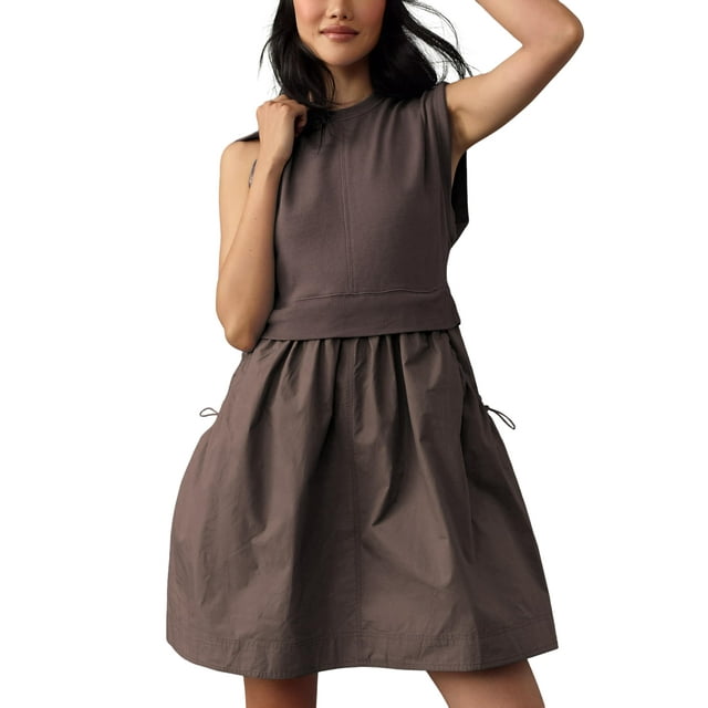 Vestido tipo sudadera sin mangas Majdan Coffee para mujer