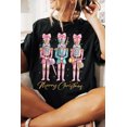 thumbnail image 5 of Women's Black Nutcracker Merry Christmas Printed Crewneck T-Shirt | [ZhiHiMeRi] | (US 20-22)2XL, 5 of 8