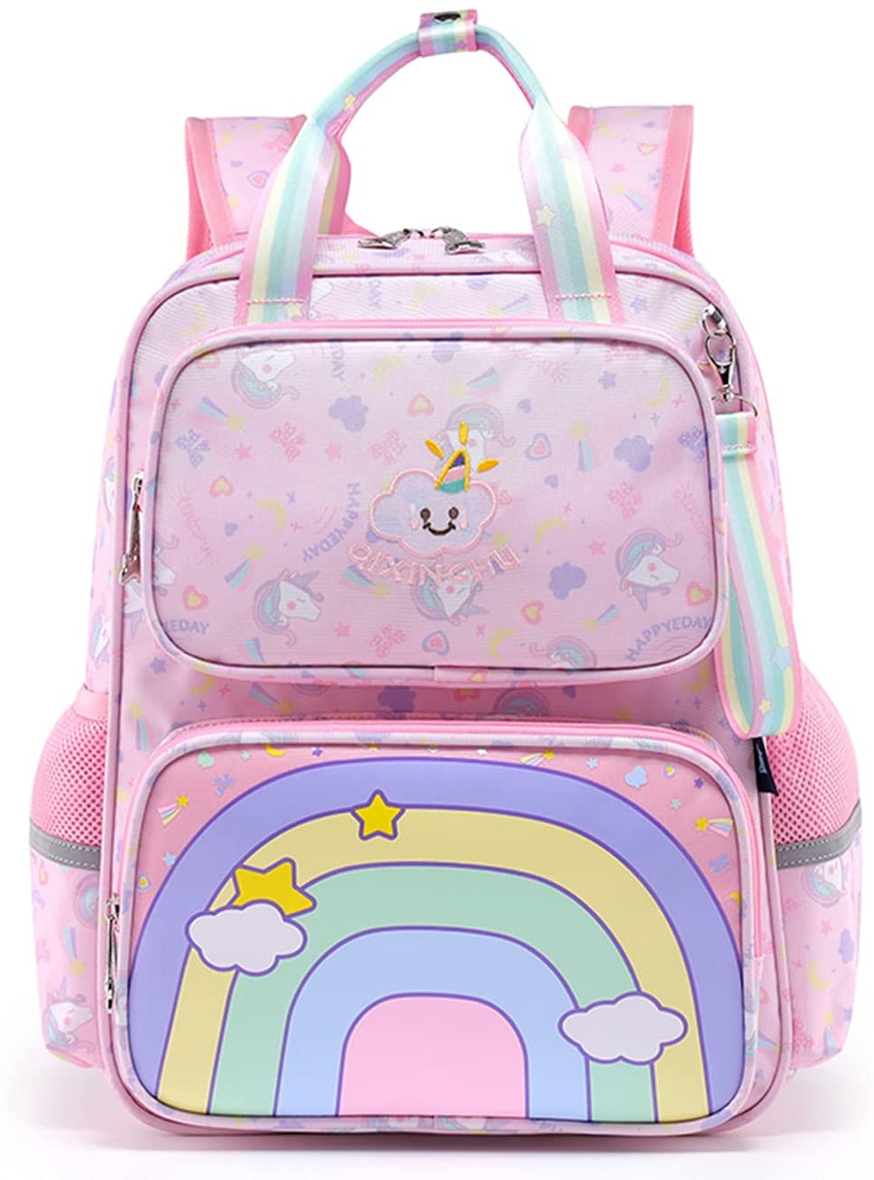 Kids Backpack Girls School Bag Cute Rainbow Preschool Bookbags Toddler Bag  School Outdoor Travel Casual Daypack (Pink)