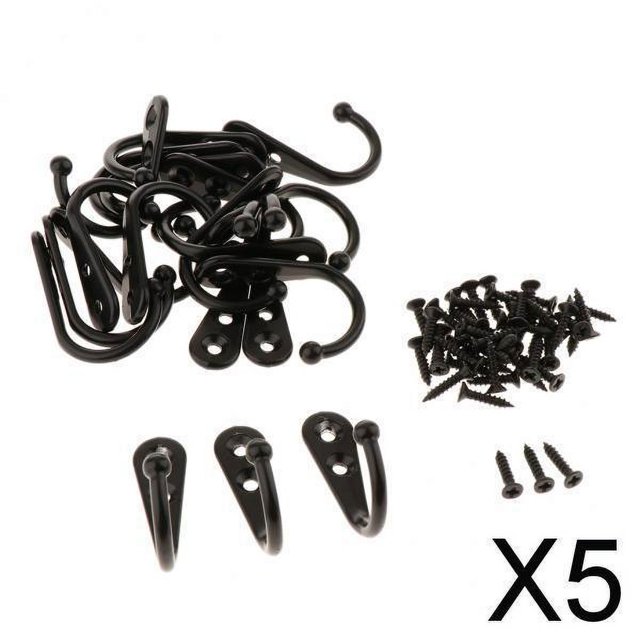 Paquete de 2-5 20 x ropa sombrero abrigo colgante de metal gancho único colgador de puerta de pared 5 piezas