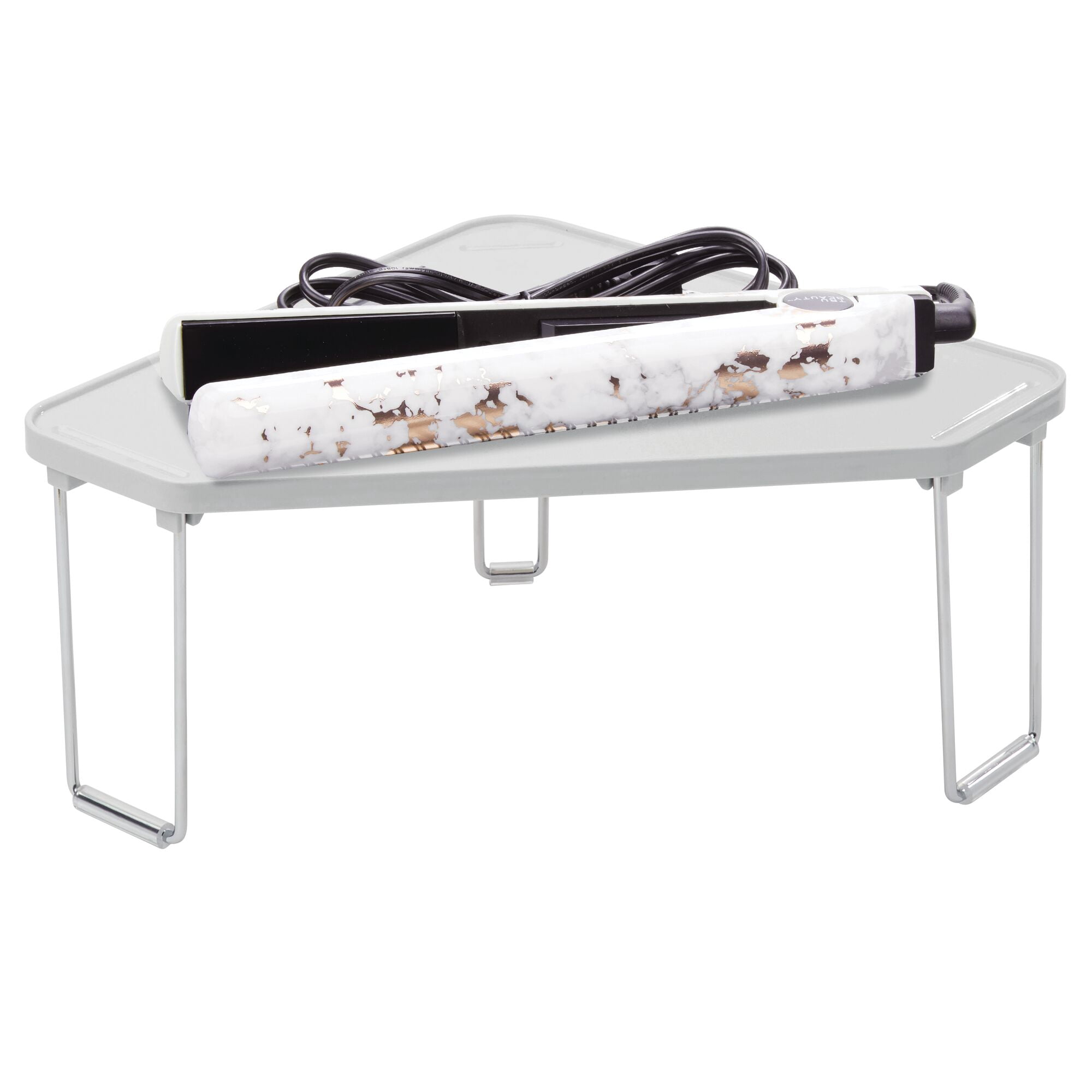 mDesign Plastic/Steel Corner Stackable Rack, Bathroom, 2 Pack, Stone Gray
