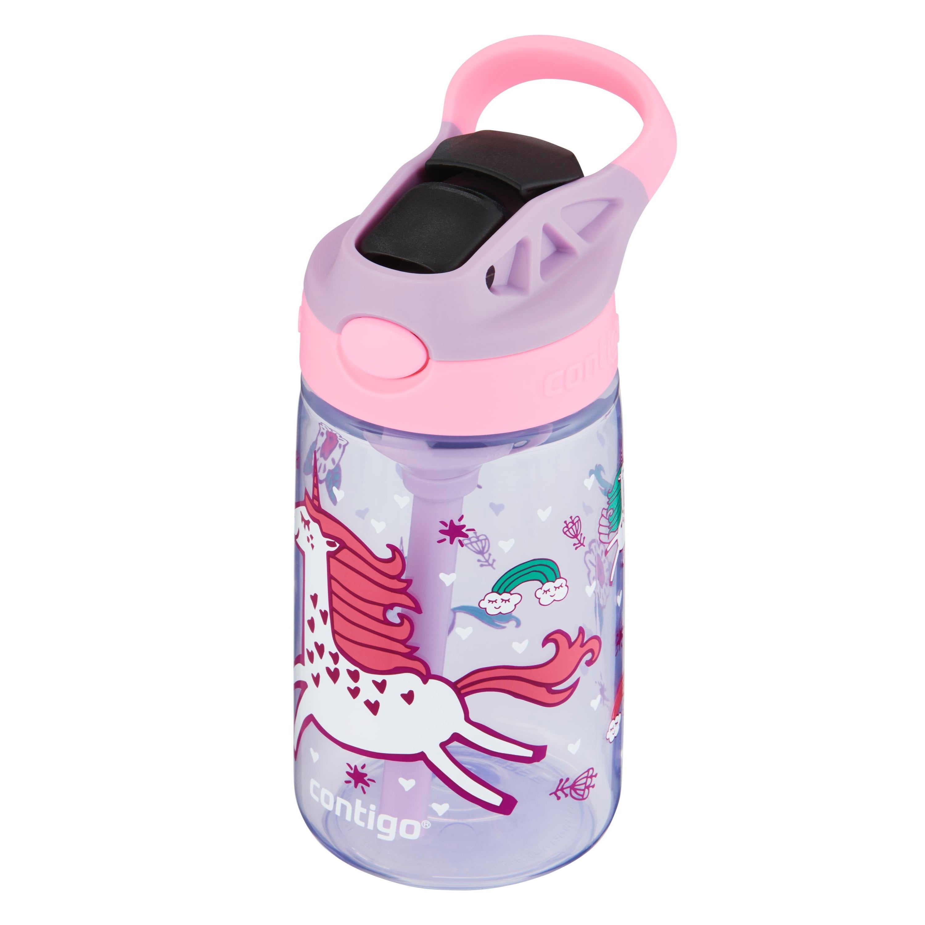 Contigo Kid's 14 oz AutoSpout Straw Water Bottle - Unicorns/Juniper Eggplant