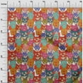 thumbnail image 3 of oneOone Velvet Orange Fabric Cat Dress Material Fabric Print Fabric By The Yard 58 Inch Wide, 3 of 5