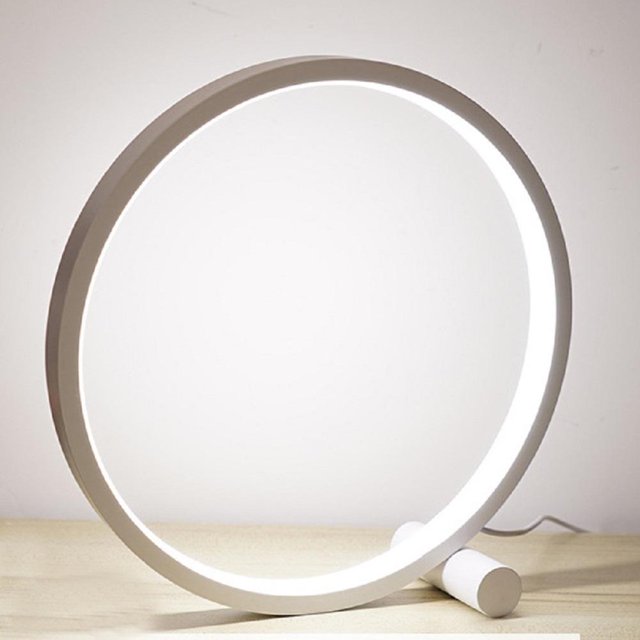9.75 Inches Circular LED Bedroom Table Lamp Dimmable Decorative Night Light Touch Sensitive Desk Light for Study Room Bedside Living Room