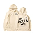 thumbnail image 5 of Jesus Loves You Hoodie Christian Sweatshirts for Women Long Sleeve Jesus Hoodies Bible Verse Sweatshirts Oversized Religious Sayings Pullover Hoodies Khaki M, 5 of 6