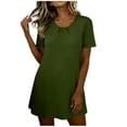 thumbnail image 4 of Sleep Wear Dress for Women New Summer Round Neck Nightgown for Women Loose Fits Pleated Short Sleeve Nightdress Soft Comfy Home Sleepdress, 4 of 9