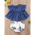 thumbnail image 3 of Licupiee Newborn Baby Girl Floral Ruffle Sleeveless Denim Dress + Floral Short Pants Outfits Summer Clothes Set 2Pcs, 3 of 6