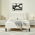 thumbnail image 4 of VECELO Queen Size Upholstered Platform Bed Frame, Adjustable Headboard and Wooden Slats Support, No Box Spring Needed/Easy Assembly, White, 4 of 7