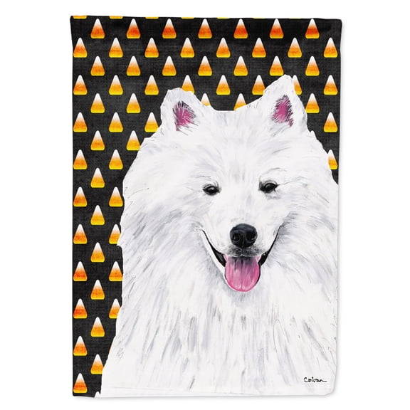 Carolines Treasures SC9168-FLAG-PARENT American Eskimo Candy Corn Halloween Portrait Flag  multicolor