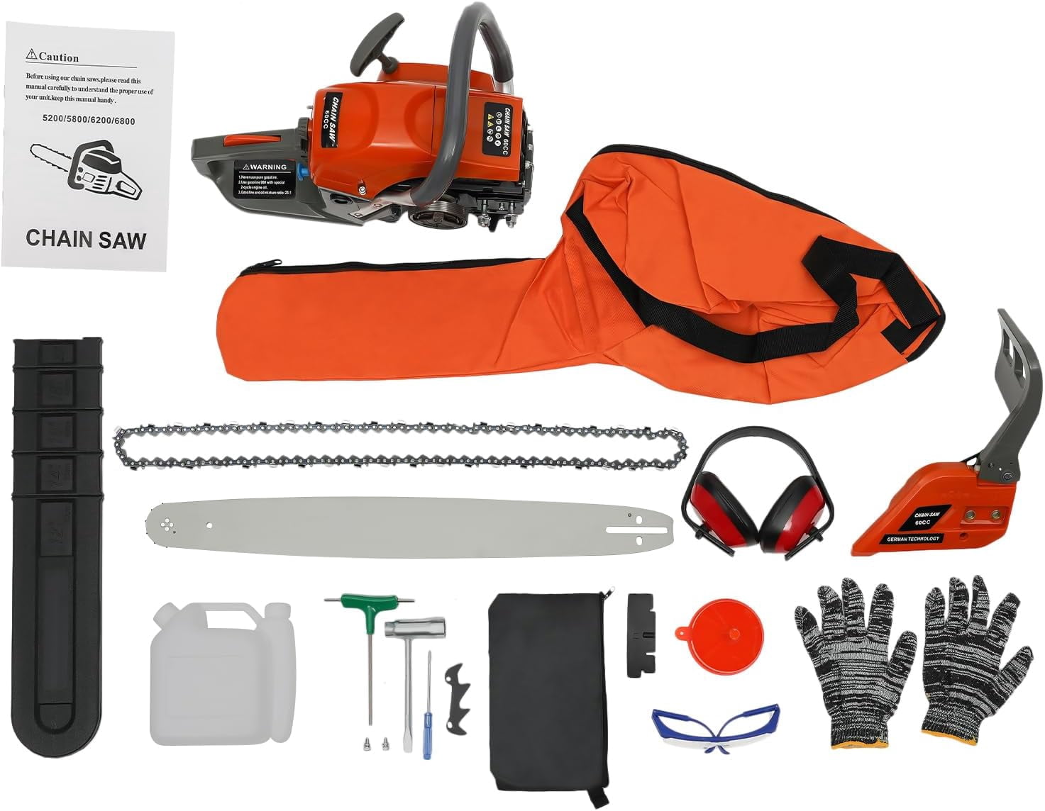 Miumaeov 60CC Gas Chainsaws,2 Stroke Power Chain Saws,22 Inch Petrol Gasoline Chain Saw,Single Cylinder,Air-cooled,Hand Pull Start for Forest Harvesting,Cutting Wood