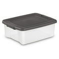 thumbnail image 1 of Sterilite 25 Qt. Shelf Tote Driftwood Lid Clear Base w/Platinum Latches(36 Pack), 1 of 8