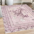 thumbnail image 1 of Spring Decorative Rug, Swirling Floral Look Design of Blossoming Flowers and Flying Butterflies, Quality Carpet for Bedroom Dorm and Living Room, 6 Sizes, Baby Pink and Plum, by Ambesonne, 1 of 4