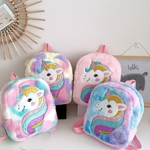 Mochila De Peluche Unicornio Con Estrella Morada – Suave, Ajustable Y Perfecta Para Regalar A Niñas