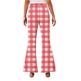 thumbnail image 4 of Ugoldhm Girls Winter Plaid Flare Pants - High Waist Bell Bottom Trousers with Fleece Lined (5-16Y), 4 of 6