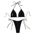 thumbnail image 5 of JIAYUE Women Swimsuit Sets Halter Neck Solid Color Two Piece Tankini Bikini With Adjustable Strap And Bottoms For Beach Pool Vacation Female Swimwear, 5 of 5