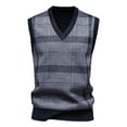 thumbnail image 2 of SAATLERI Mens Sweater Vest Casual Lined Plaid Vest V-Neck Sleeveless Pullover Knitwear Fleece Vests Loose Fit Fall Winter Tops, 2 of 4