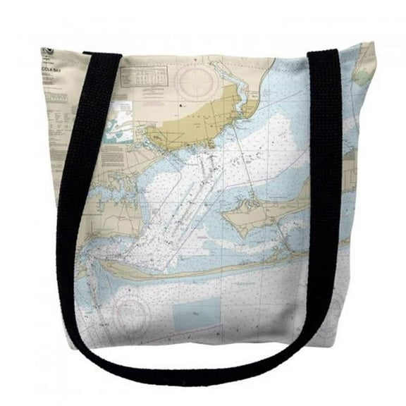 Betsy Drake TY11383PNM 16 x 16 in. Pensacola Bay Florida Nautical Map Tote Bag - Medium