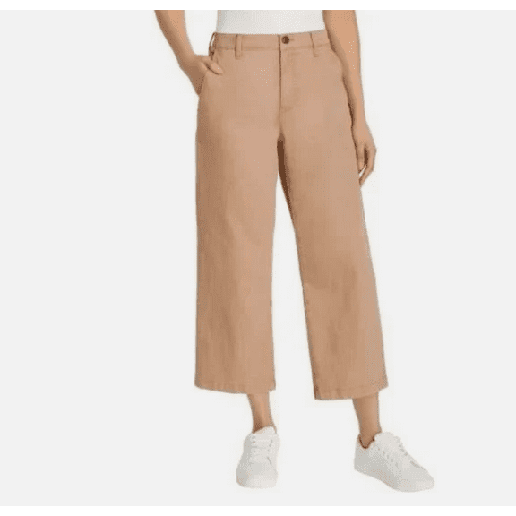 Ella Moss Women's Wide Leg Crop Pant, Brown Size 10