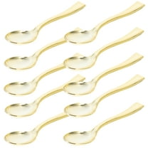 Melantax 24pcs Plastic Disposable Gold Mini Spoon Set Plastic Imitation Metal Cutlery for BBQ Party Picnic