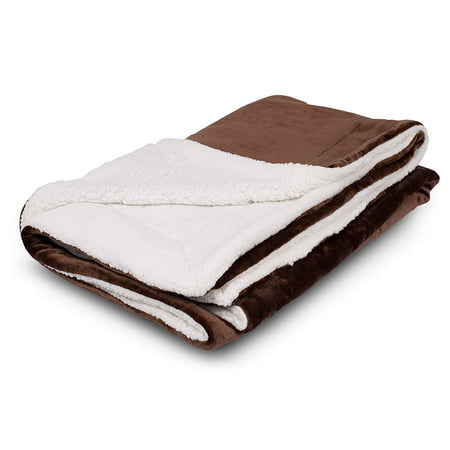Internet's Best Plush Reversible Sherpa Throw Blankets | Café (Brown) | Ultra Soft Coach Blanket | Light Weight Sofa Throw | 100% Microfiber Polyester | Easy Travel | Bed | 50 x