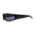 thumbnail image 3 of Trendy 90s Sport Look Curved Wrap Fashion Sunglasses All Black, 3 of 4