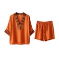 thumbnail image 4 of QGJZVUNL Boho 2 Piece Sets for Women Summer Outfits V Neck Top Elastic Waist Shorts Vacation Clothes Size 4XL, 4 of 5